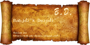 Babják Dezső névjegykártya