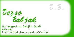 dezso babjak business card